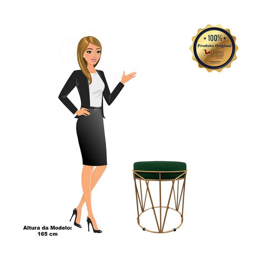 Puff Multiuso Com Mesa 2 Em 1 Suede Verde Base Dourado - 1
