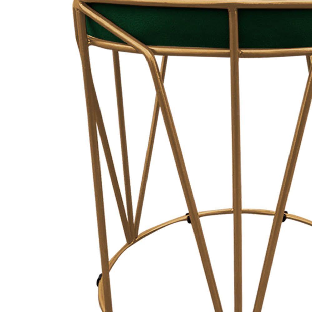 Puff Multiuso Com Mesa 2 Em 1 Suede Verde Base Dourado - 2