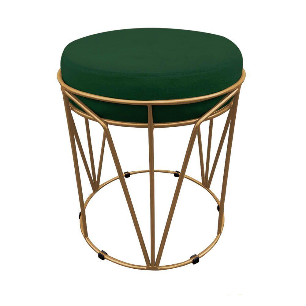 Puff Multiuso Com Mesa 2 Em 1 Suede Verde Base Dourado - 4