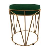 Puff Multiuso Com Mesa 2 Em 1 Suede Verde Base Dourado - 2