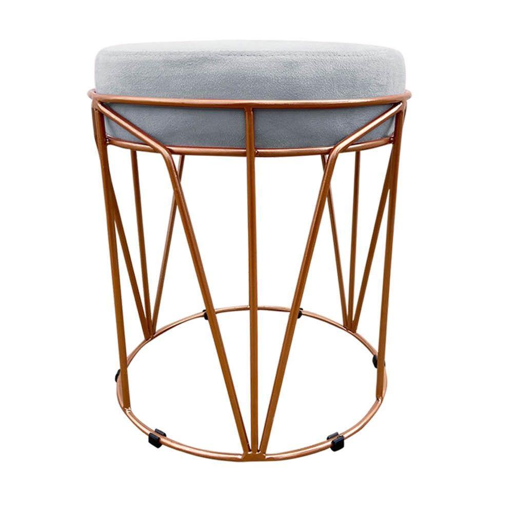 Puff Multiuso Com Mesa 2 Em 1 Suede Base Cobre Cinza - 2