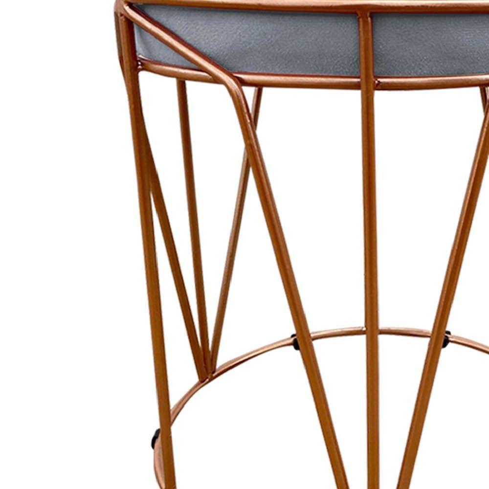 Puff Multiuso Com Mesa 2 Em 1 Suede Base Cobre Cinza - 3