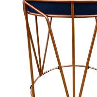 Puff Multiuso Com Mesa 2 Em 1 Suede Azul Marinho Base Cobre - 3