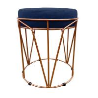 Puff Multiuso Com Mesa 2 Em 1 Suede Azul Marinho Base Cobre - 4