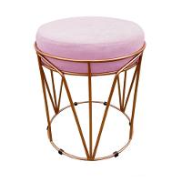 Puff Multiuso Com Mesa 2 Em 1 Suede Rosa Bebê Base Cobre - 1