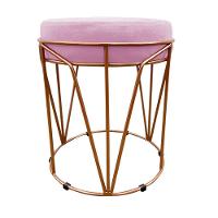 Puff Multiuso Com Mesa 2 Em 1 Suede Rosa Bebê Base Cobre - 4