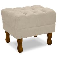 Puff Puf Retro Capitone 55X44Cm Suede Bege Mpassos Bege - 1