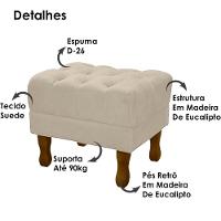 Puff Puf Retro Capitone 55X44Cm Suede Bege Mpassos Bege - 11