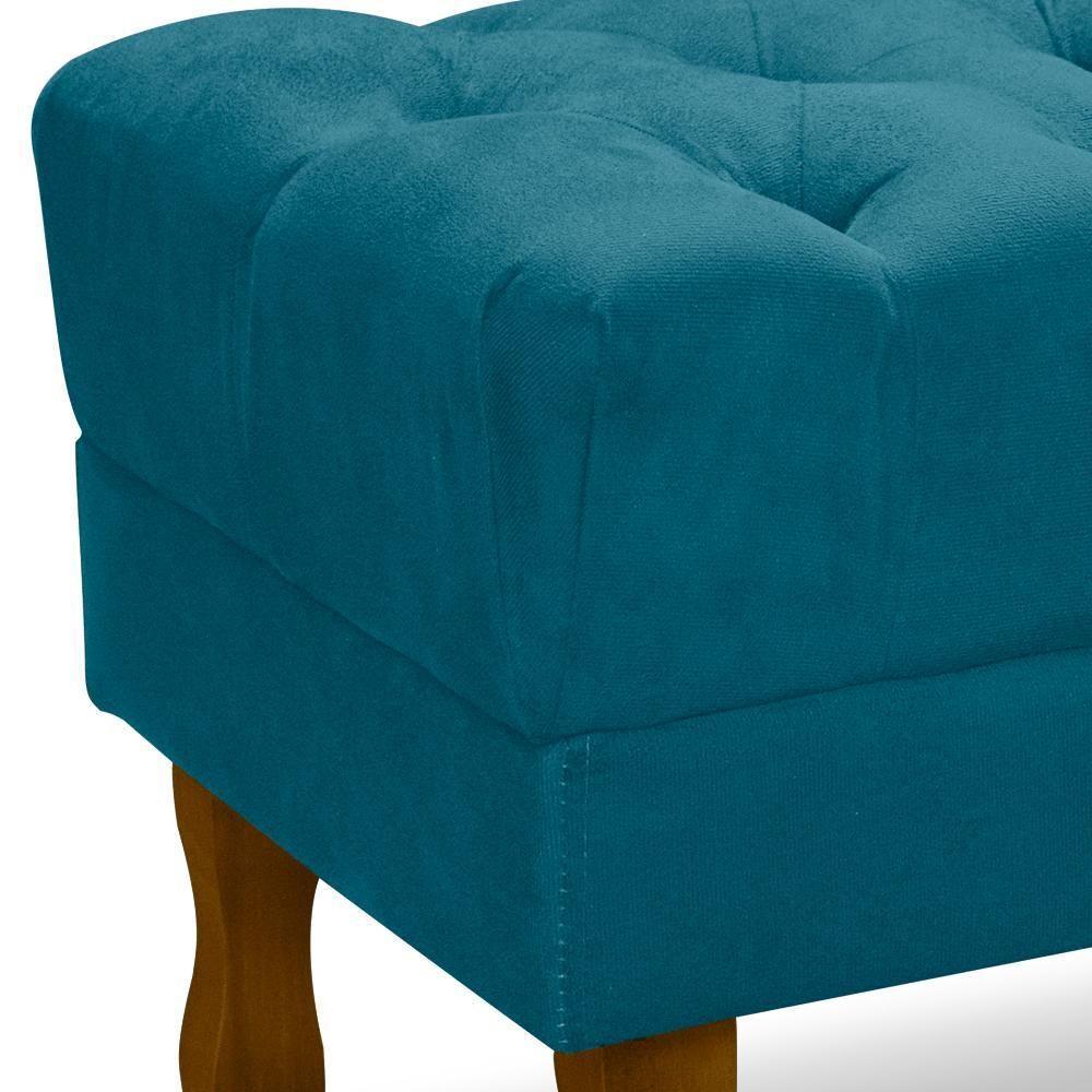 Puff Puf Retro Capitone 55X44Cm Suede Azul Turquesa Mpassos Azul Turquesa - 4