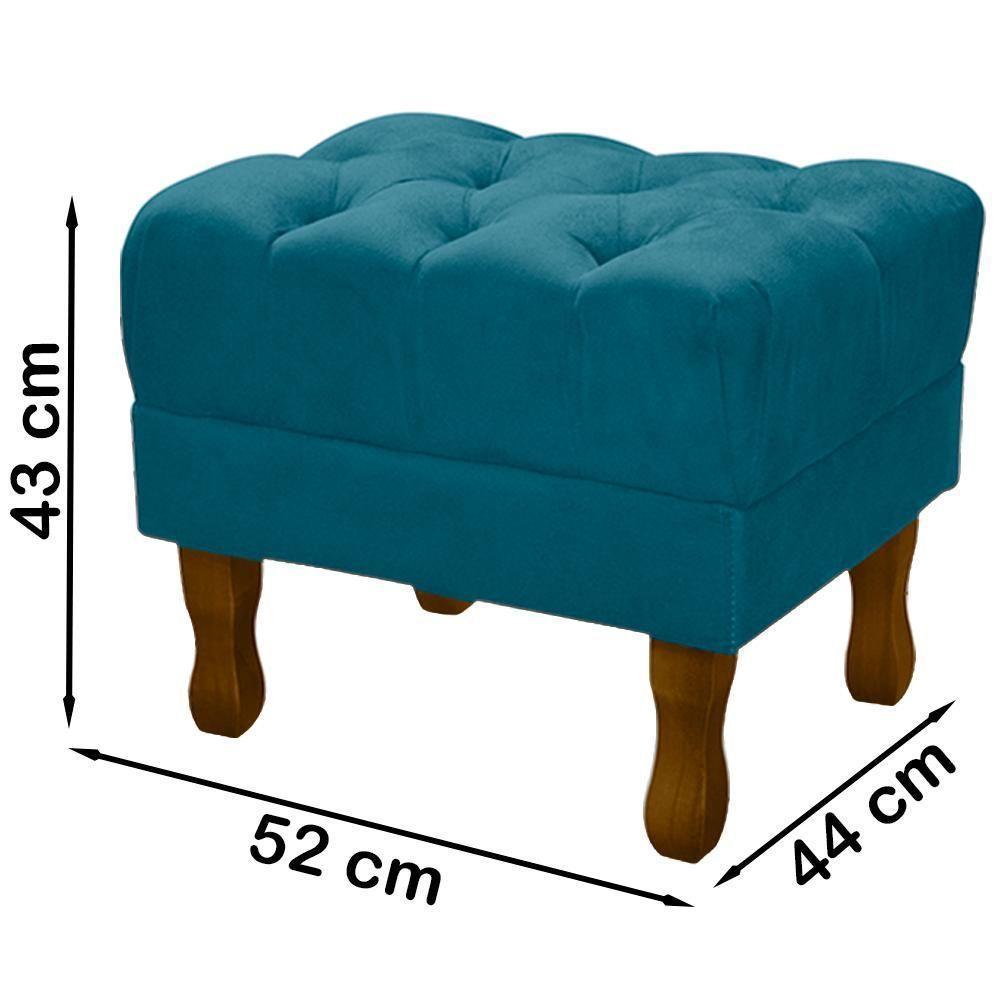 Puff Puf Retro Capitone 55X44Cm Suede Azul Turquesa Mpassos Azul Turquesa - 5