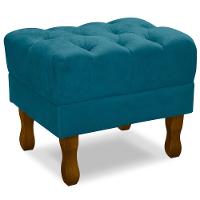 Puff Puf Retro Capitone 55X44Cm Suede Azul Turquesa Mpassos Azul Turquesa - 1
