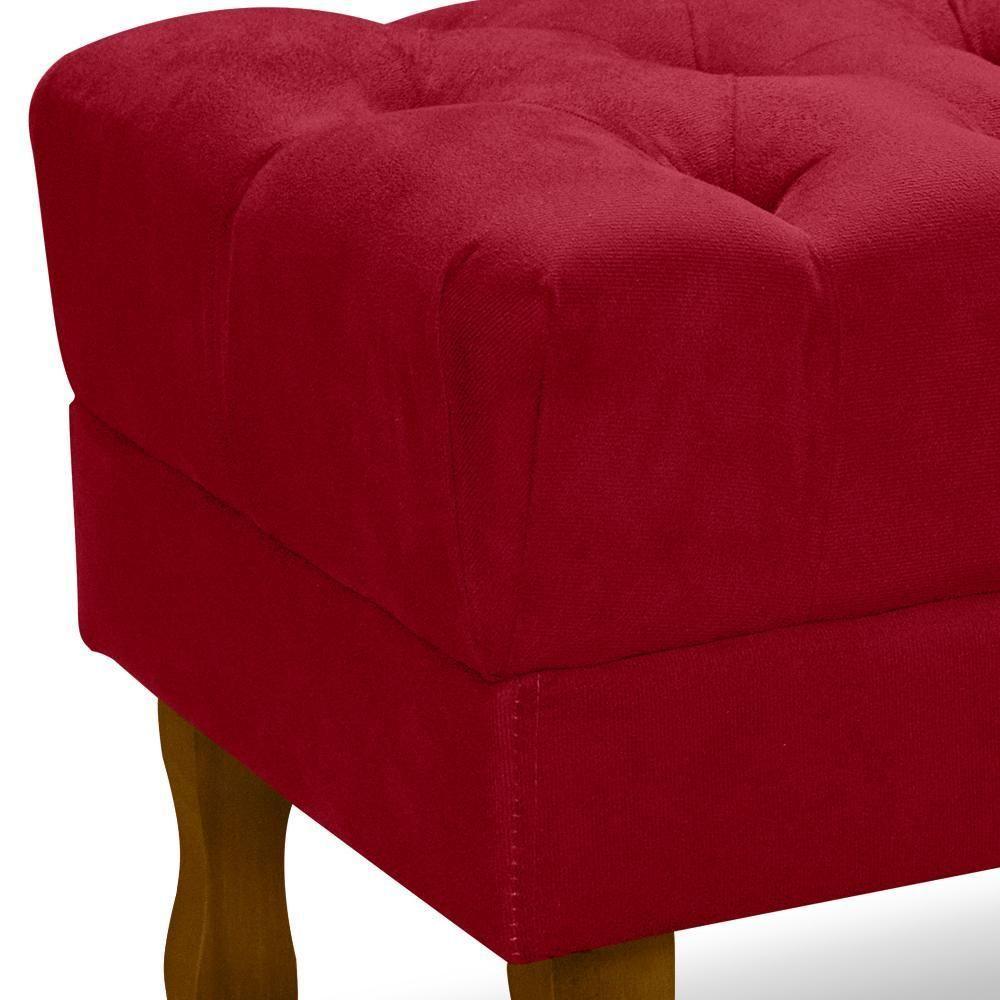 Puff Puf Retro Capitone 55X44Cm Suede Vermelho Mpassos Vermelho - 4