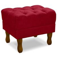 Puff Puf Retro Capitone 55X44Cm Suede Vermelho Mpassos Vermelho - 1
