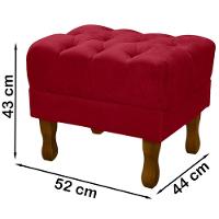 Puff Puf Retro Capitone 55X44Cm Suede Vermelho Mpassos Vermelho - 5