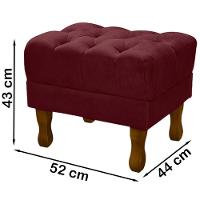 Puff Puf Retro Capitone 55X44Cm Suede Bordo Mpassos Bordo - 5