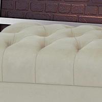 Puff París Luis Xv L02 Capitone Suede Bege Pés Madeira - 3