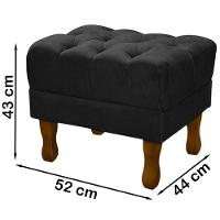 Puff Puf Retro Capitone 55X44Cm Suede Preto Mpassos Preto - 5