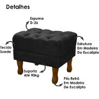 Puff Puf Retro Capitone 55X44Cm Suede Preto Mpassos Preto - 6