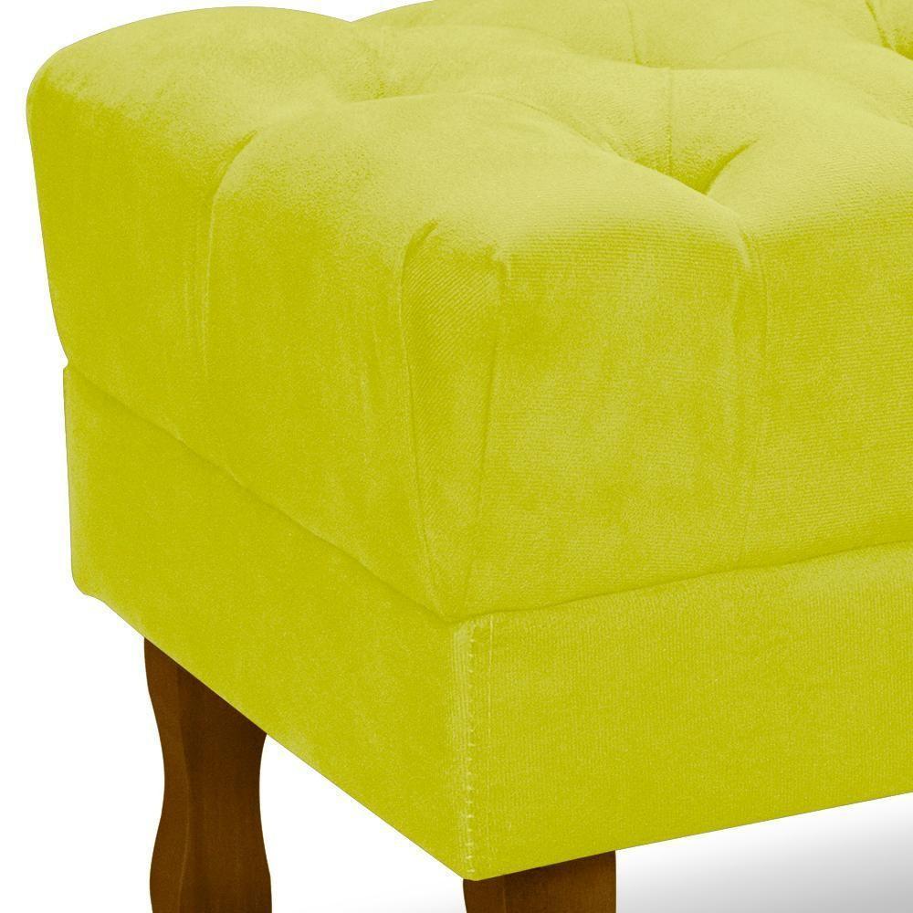 Puff Puf Retro Capitone 55X44Cm Suede Amarelo Mpassos Amarelo - 4