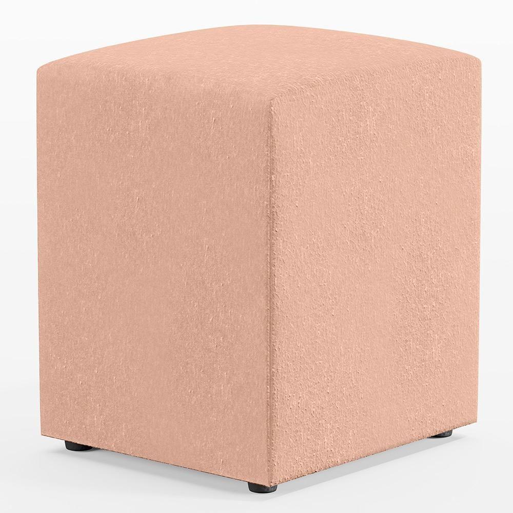 Puff Quadrado L02 Sala De Estar Linho Rosê - 1