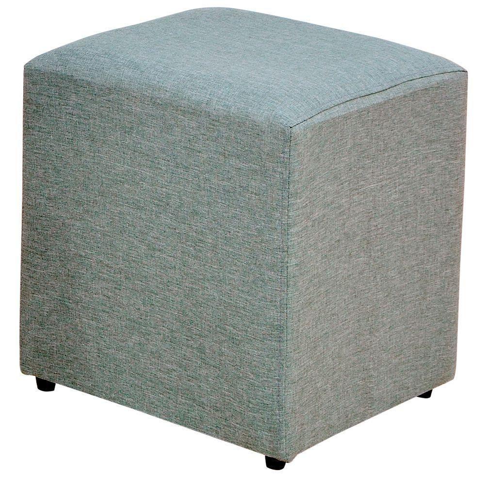 Puff Quadrado L02 Sala De Estar Linho Cinza Escuro - 1