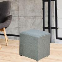 Puff Quadrado L02 Sala De Estar Linho Cinza Escuro - 4