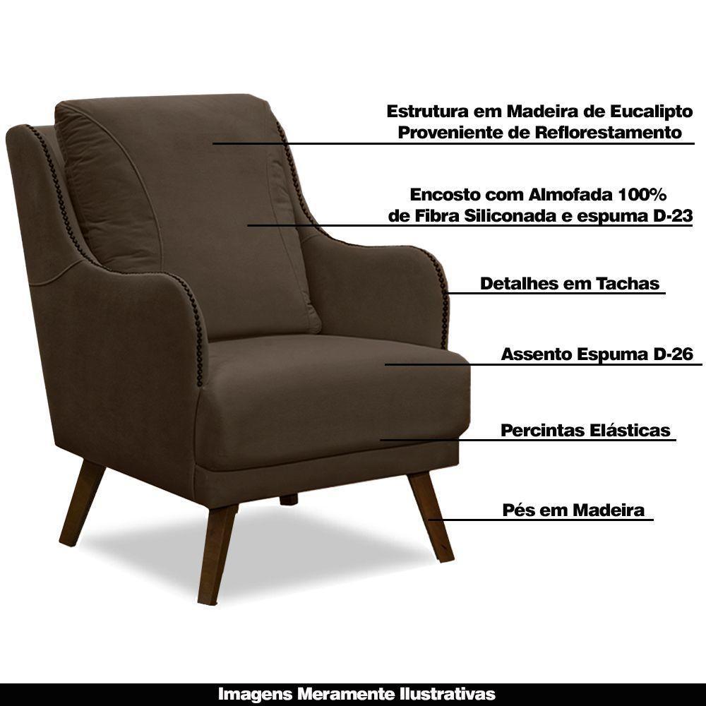 Kit 2 Poltronas Decorativas Catar Com Tachas Marrom Claro - 5