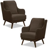 Kit 2 Poltronas Decorativas Catar Com Tachas Marrom Claro - 1