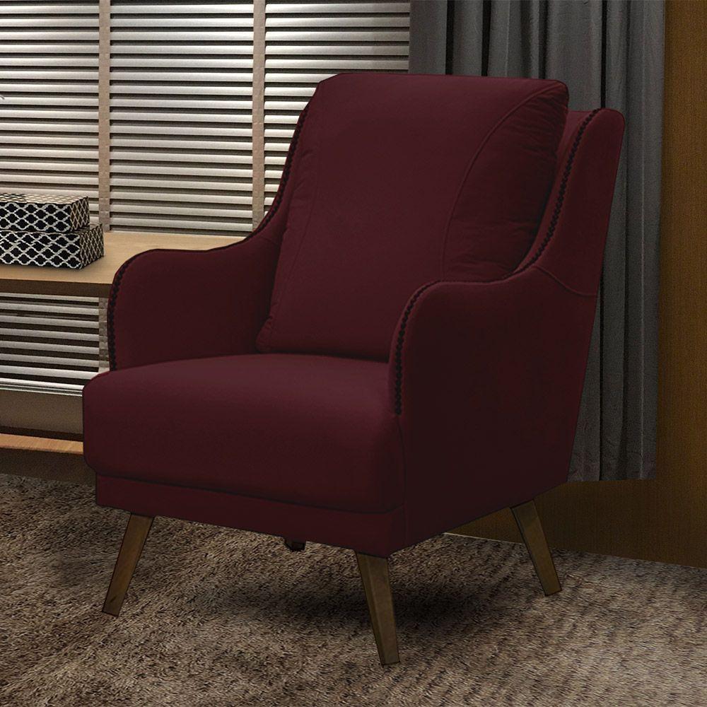 Kit 2 Poltronas Decorativas Catar Com Tachas Veludo Marsala - 2