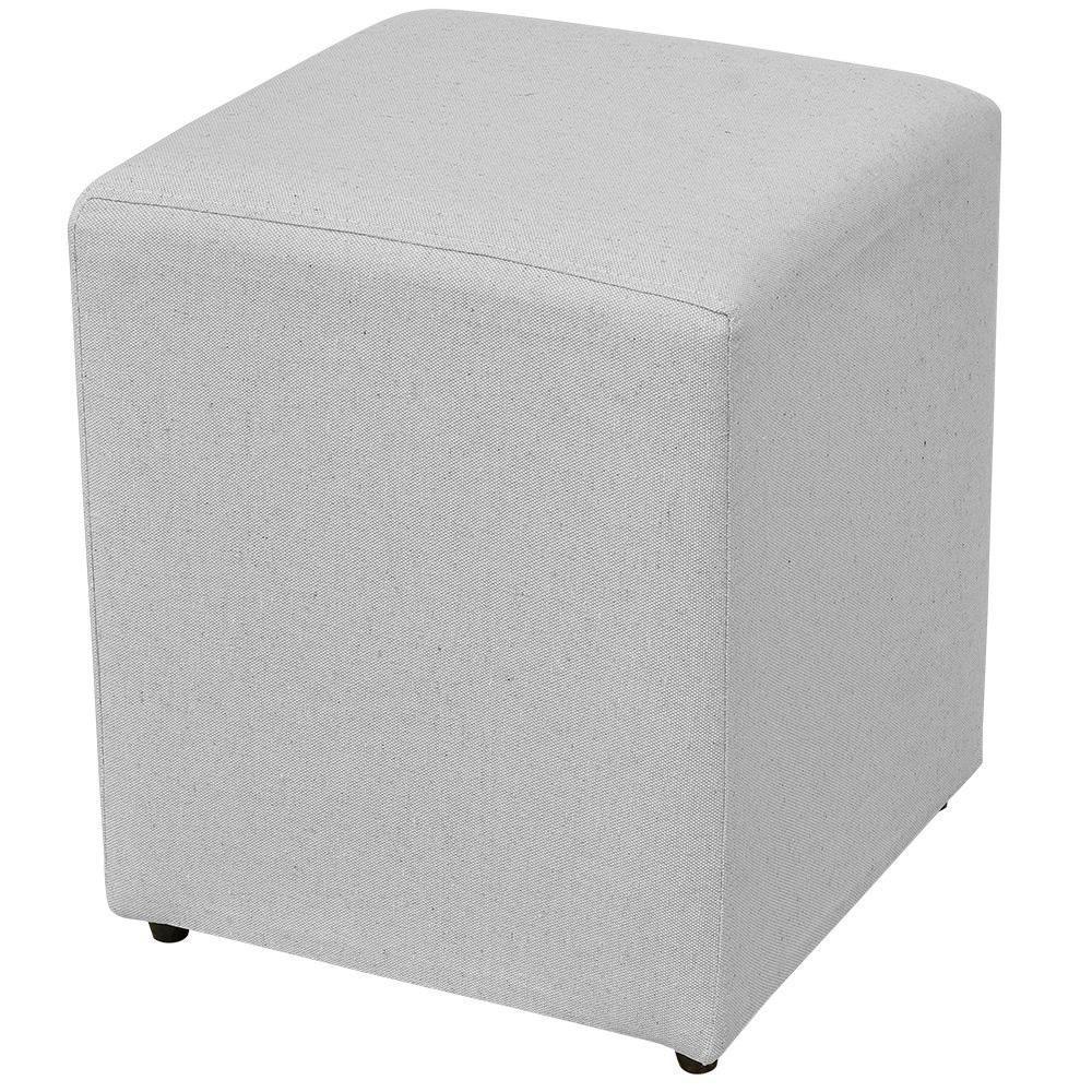 Puff Quadrado L02 Sala De Estar Linho Cinza - 1