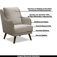 Poltrona Decorativa Catar Com Tachas Veludo Bege Claro - 5