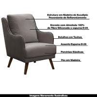 Poltrona Decorativa Catar Com Tachas Suede Cinza - Gran Belo - 5