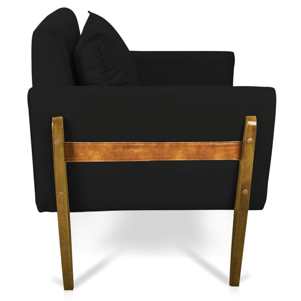 Kit 02 Poltronas Lana Suede Base De Madeira - D'Rossi Preto - 6