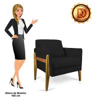 Kit 02 Poltronas Lana Suede Base De Madeira - D'Rossi Preto