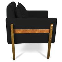 Kit 02 Poltronas Lana Suede Base De Madeira - D'Rossi Preto - 6