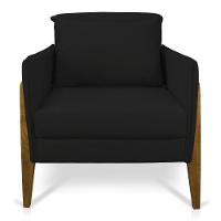 Kit 02 Poltronas Lana Suede Base De Madeira - D'Rossi Preto - 7