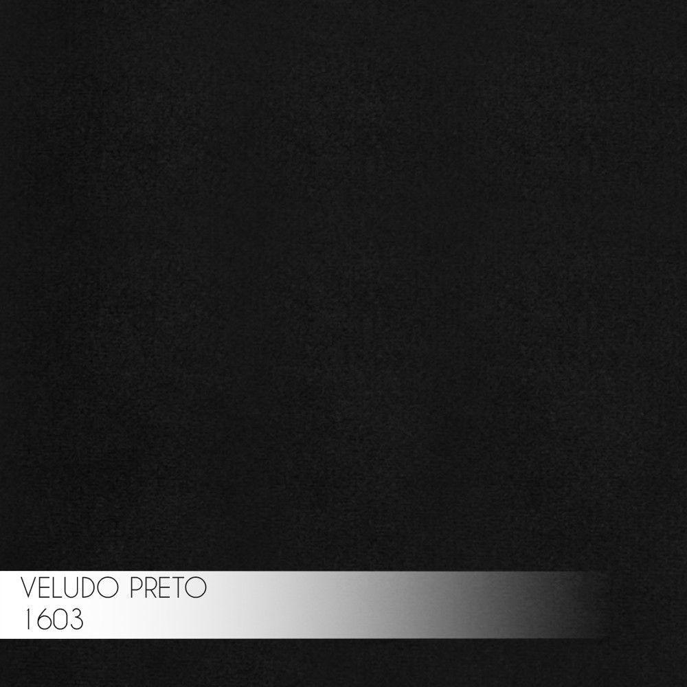 Puff Sala de Estar Base Preto Chloe Veludo Preto Gran Belo - 4
