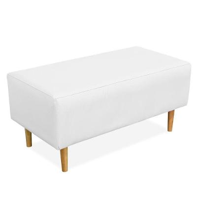 Puff Sala De Estar Cléo W01 Pés Palito 90 Cm Corino Branco