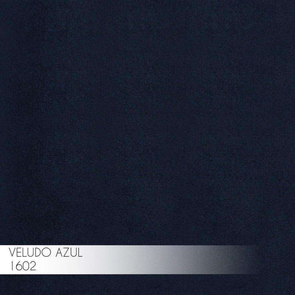 Puff Sala de Estar Base Preto Chloe Veludo Azul Gran Belo - 3