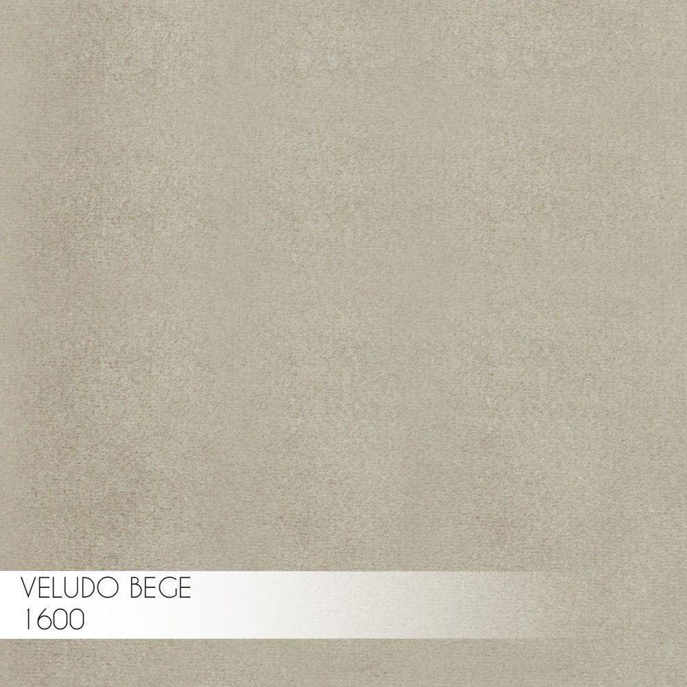 Puff Sala de Estar Base Preto Chloe Veludo Bege Gran Belo - 4