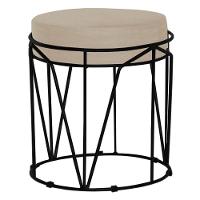 Puff Sala de Estar Base Preto Chloe Veludo Bege Gran Belo - 1