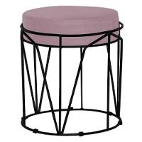 Puff Sala de Estar Base Preto Chloe Veludo Rosê Gran Belo - 1