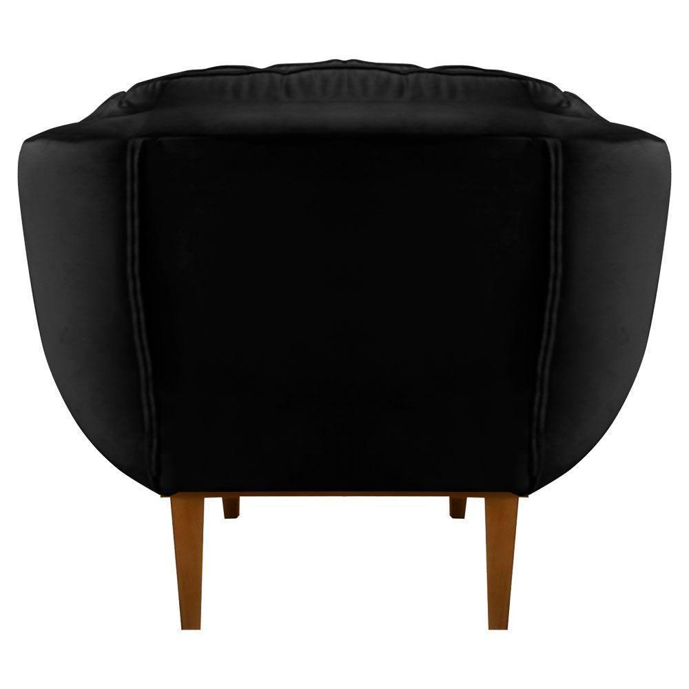 Kit 2 Poltronas Veludo Base Madeira Castanho Preto - 3