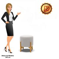 Puff Stella Veludo Base Madeira Castanho Cor Cinza - 5