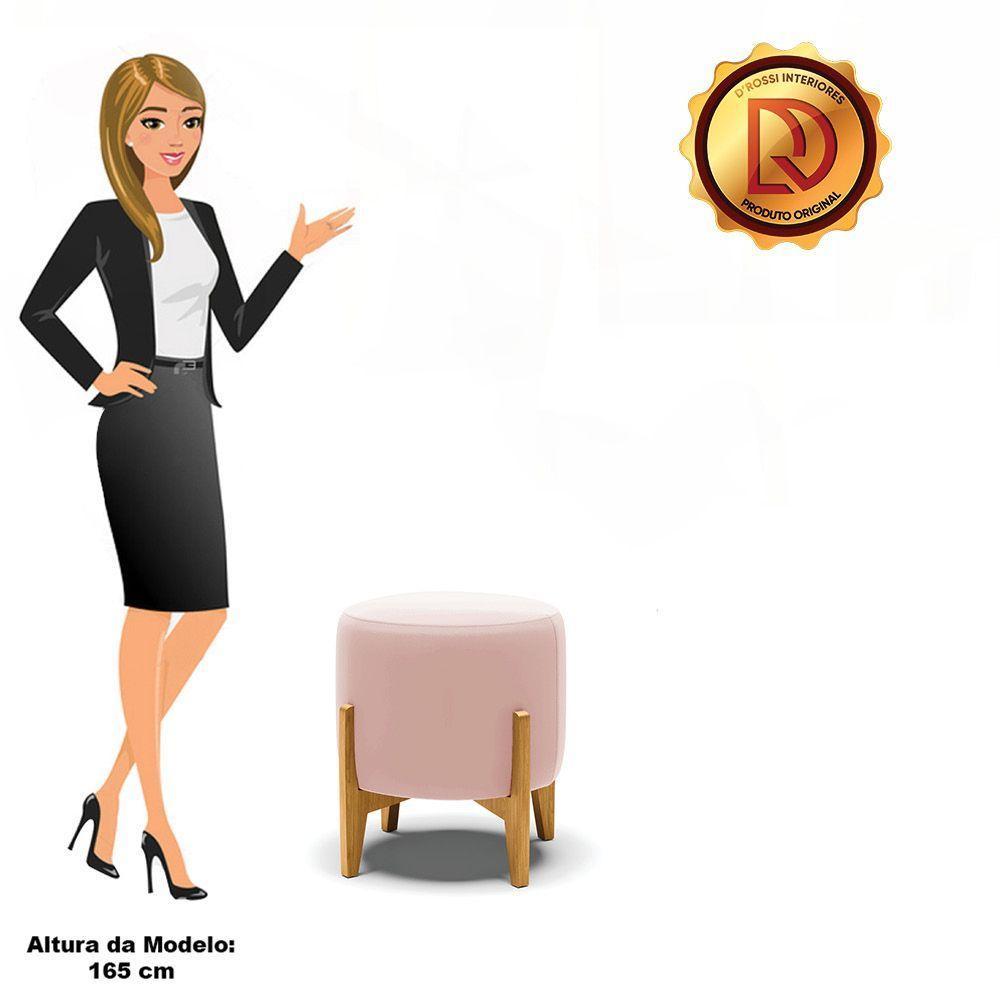Puff Stella Veludo Base Madeira Castanho - D'rossi Cor Rose - 4