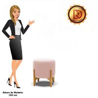 Puff Stella Veludo Base Madeira Castanho - D'rossi Cor Rose