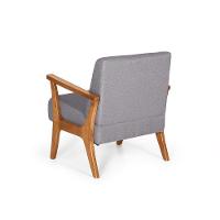 Conjunto 2 Poltronas Estofadas Para Sala Em Madeira Maciça Cléo Cinza Escuro - Straub Web - 2