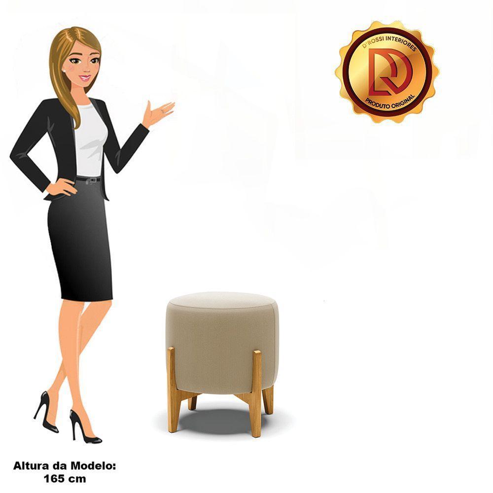 Puff Suede Marrom Rato Base Madeira Castanho - 5