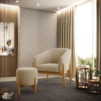 Puff Suede Marrom Rato Base Madeira Castanho