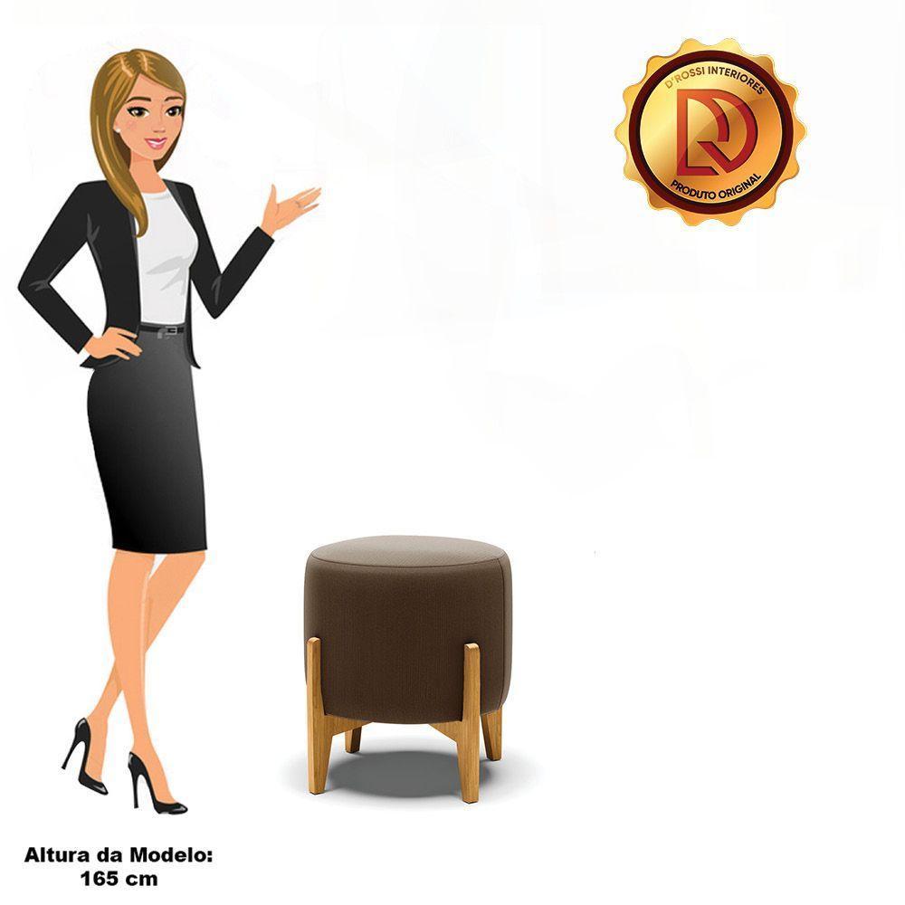 Puff Stella Suede Marrom Base Madeira Castanho - D'rossi - 4